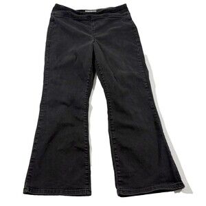 We The Free People Pull On Flare Jeans Washed Black Grunge Boho Hi Rise Sz M